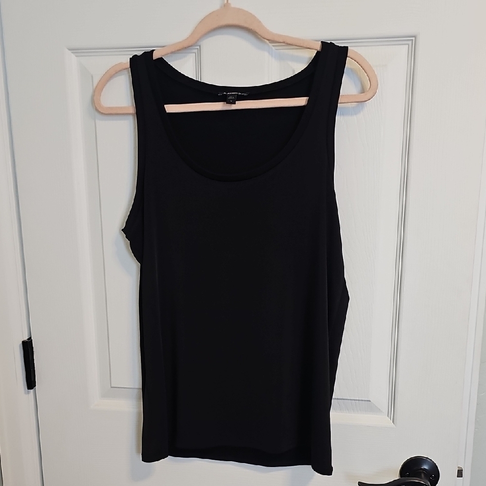 Express Silky Black Relaxed Fit Tank Top with Crew Neck